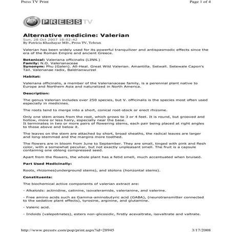 Alternative medicine Valerian