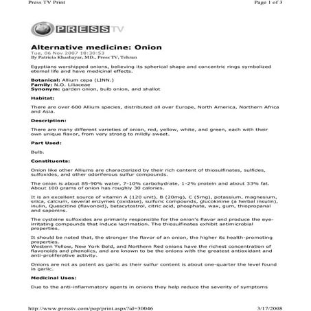 Alternative medicine Onion