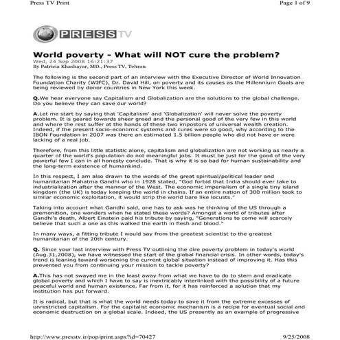 World poverty what will not cure the problem