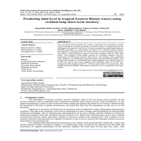 Predicting tidal level in tropical Eastern Bintan waters using residual long ...