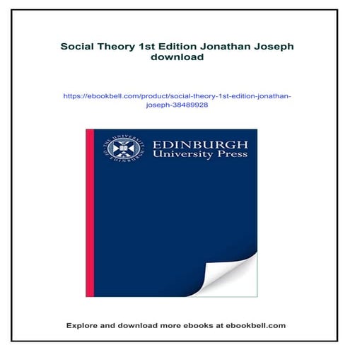 Social Theory 1st Edition Jonathan Joseph