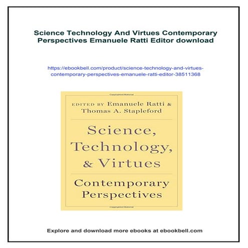 Science Technology And Virtues Contemporary Perspectives Emanuele Ratti ...