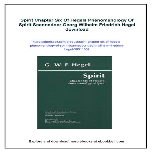 Spirit Chapter Six Of Hegels Phenomenology Of Spirit Scannedocr Georg ...