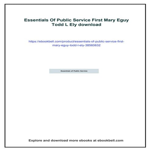 Essentials Of Public Service First Mary Eguy Todd L Ely