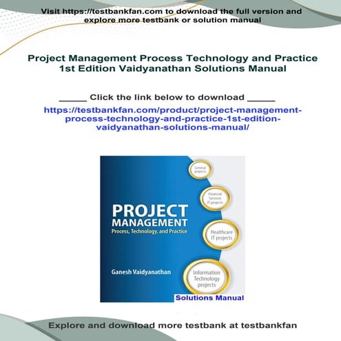 Free Access to Project Management Process Technology and Practice 1st Edition...