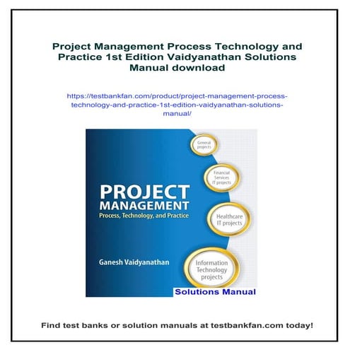 Project Management Process Technology and Practice 1st Edition Vaidyanathan S...