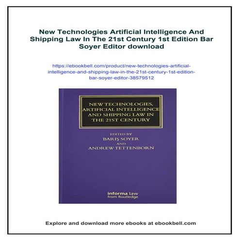 New Technologies Artificial Intelligence And Shipping Law In The 21st ...