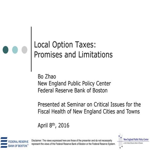 Local Option Taxes: Promises and Limitations