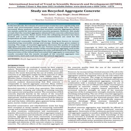 Study on Recycled Aggregate Concrete | PDF