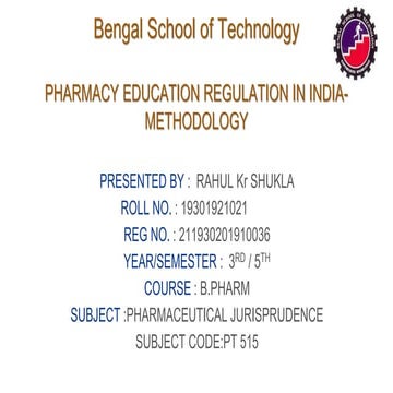 Pharmacy education regulation in India methodology