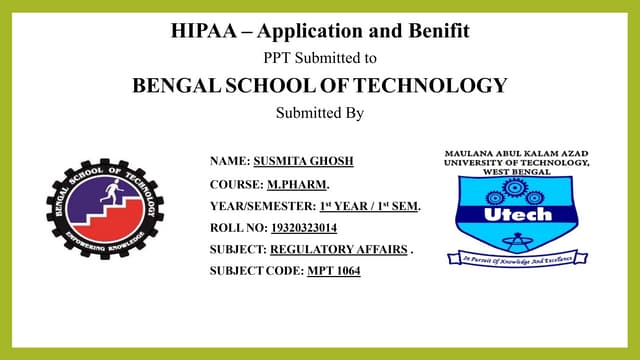 HIPAA , REGULATORY AFFAIRS , M.PHARM ...