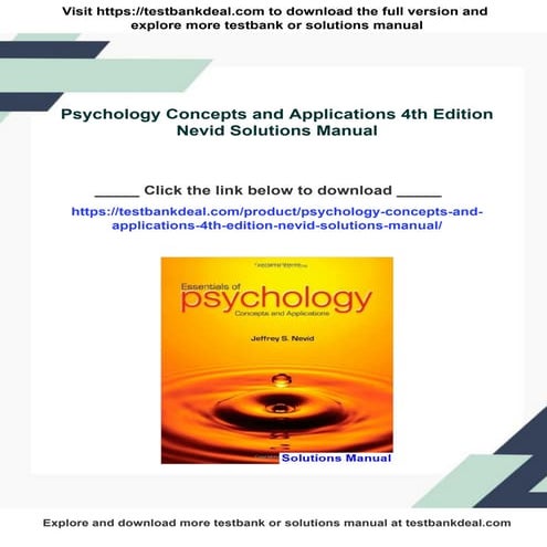 Psychology Concepts and Applications 4th Edition Nevid Solutions Manual