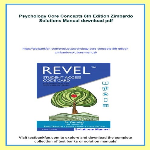 Psychology Core Concepts 8th Edition Zimbardo Solutions Manual | PDF
