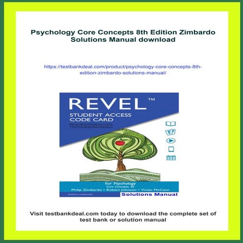Psychology Core Concepts 8th Edition Zimbardo Solutions Manual | PDF