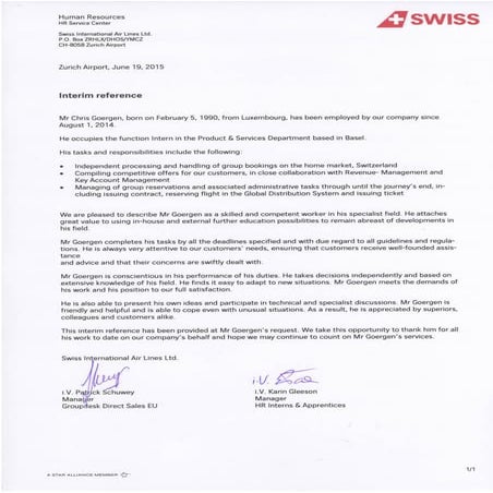 Reference Letter German | PDF