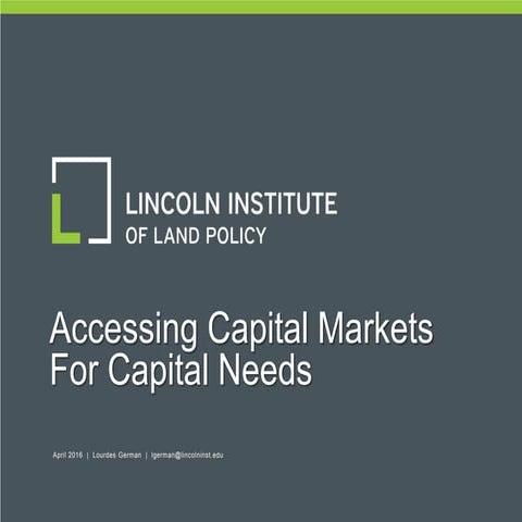 Accessing Capital Markets for Capital Needs