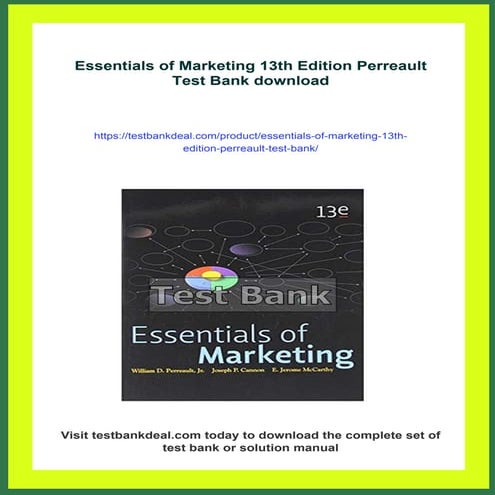 Essentials of Marketing 13th Edition Perreault Test Bank | PDF