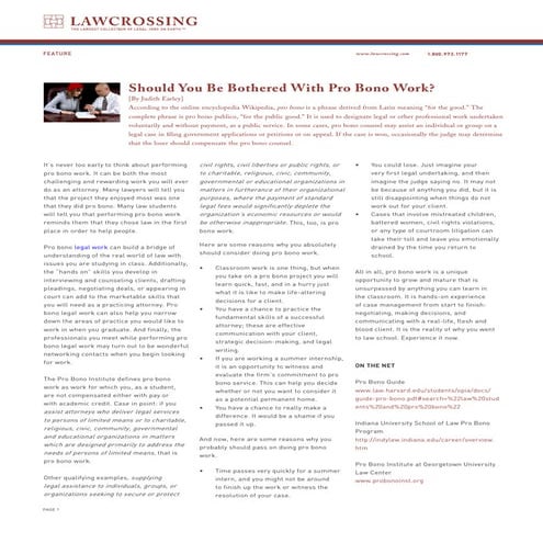 Should You Be Bothered With Pro Bono Work?  