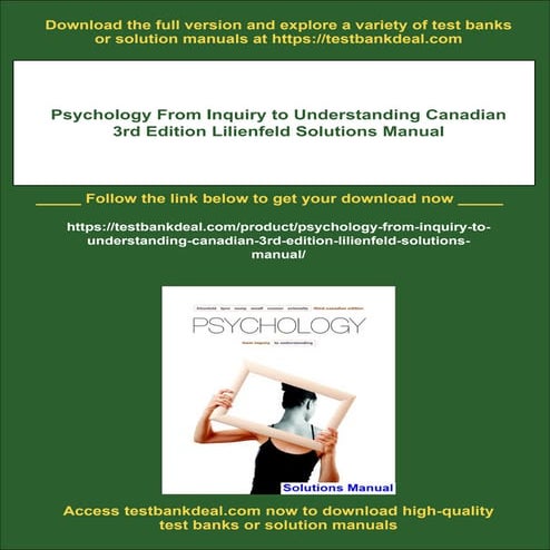 Psychology From Inquiry to Understanding Canadian 3rd Edition Lilienfeld Solu...