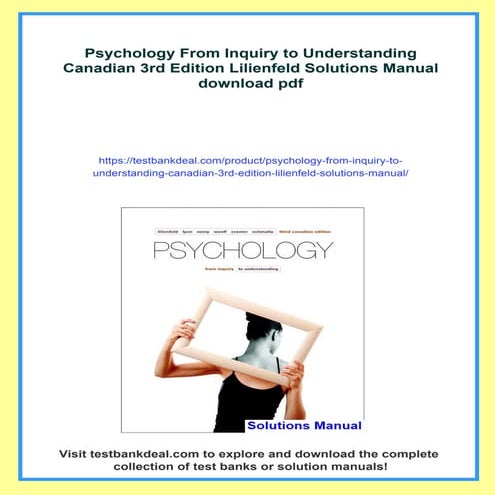 Psychology From Inquiry to Understanding Canadian 3rd Edition ...
