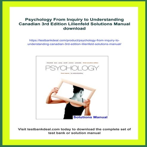 Psychology From Inquiry to Understanding Canadian 3rd Edition Lilienfeld Solu...