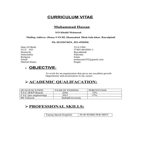 Muhammad Shahzad CV | DOC