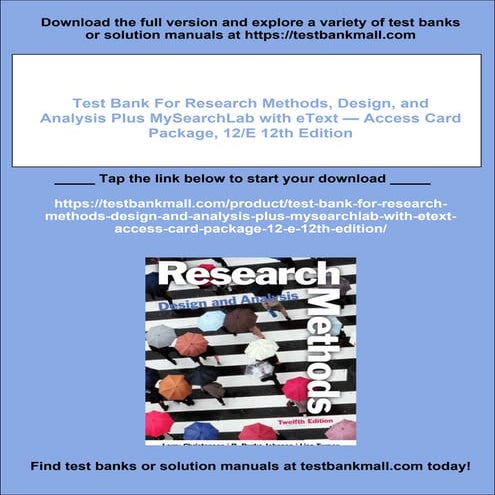 Test Bank For Research Methods, Design, and Analysis Plus MySearchLab with eT...