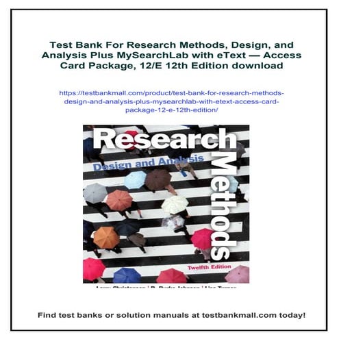 Test Bank For Research Methods, Design, and Analysis Plus MySearchLab with eT...