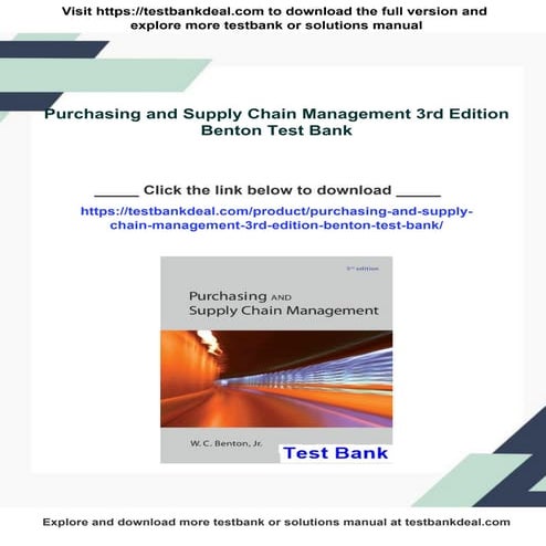 Purchasing and Supply Chain Management 3rd Edition Benton Test Bank | PDF