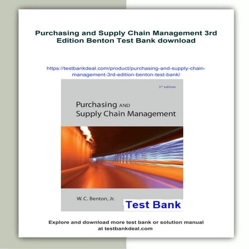 Purchasing and Supply Chain Management 3rd Edition Benton Test Bank | PDF