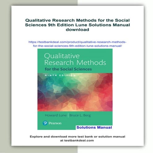 Qualitative Research Methods for the Social Sciences 9th Edition Lune ...