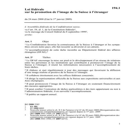 foroREAD. Mesa 2. Loi fédérale sur la promotion de l’image de la Suisse à l’étranger