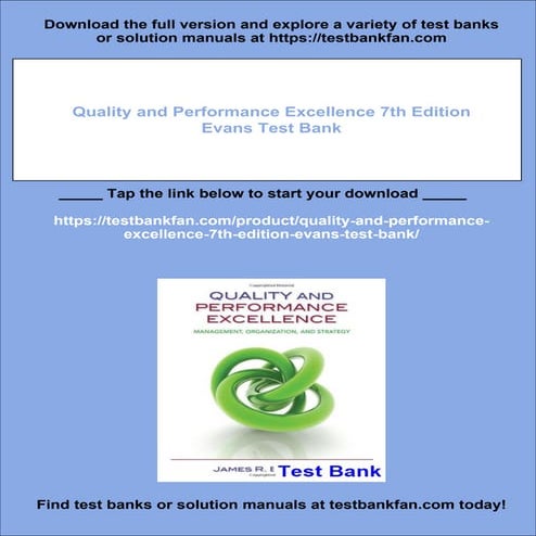 Quality and Performance Excellence 7th Edition Evans Test Bank | PDF
