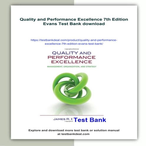 Quality and Performance Excellence 7th Edition Evans Test Bank | PDF