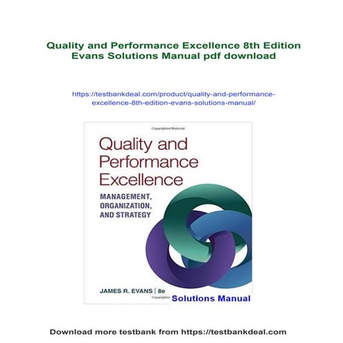 Quality and Performance Excellence 8th Edition Evans Solutions Manual | PDF