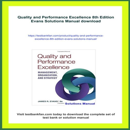 Quality and Performance Excellence 8th Edition Evans Solutions Manual | PDF