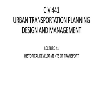 Introduction to Urban Transportation Planning and History