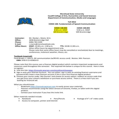 COMS 108.002 FA16 Syllabus | PDF