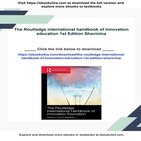 The Routledge international handbook of innovation education 1st ...