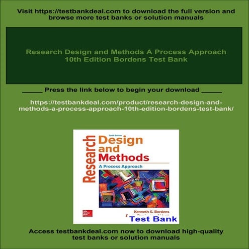 Research Design and Methods A Process Approach 10th Edition Bordens ...