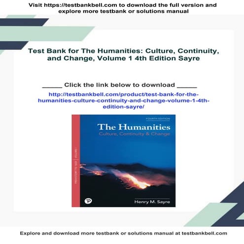 Test Bank for The Humanities: Culture, Continuity, and Change, Volume 1 ...