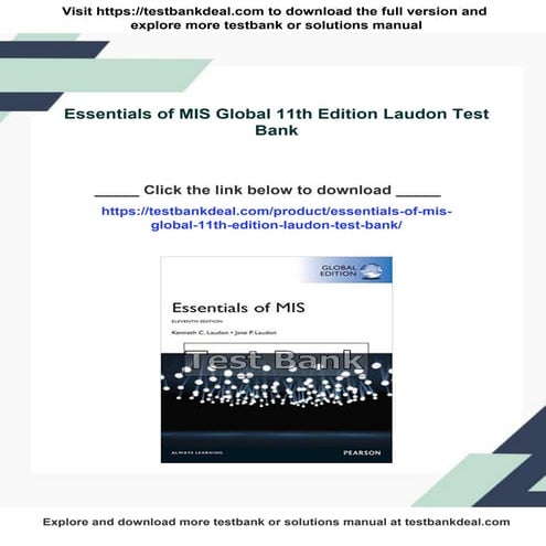 Management Information Systems Global 14th Edition Laudon Test Bank | PDF