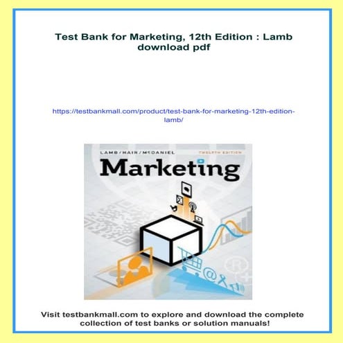 Test Bank for Marketing, 12th Edition : Lamb | PDF