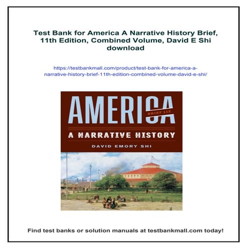 Test Bank for America A Narrative History Brief, 11th Edition, Combined Volum...