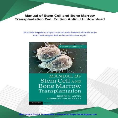 Manual of Stem Cell and Bone Marrow Transplantation 2ed. Edition Antin ...