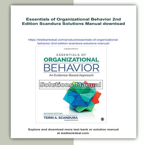 Essentials of Organizational Behavior 2nd Edition Scandura Solutions ...