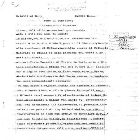 Atto di donazione al Pio Albergo Trivulzio