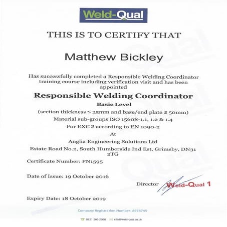 RWC Certificate M.Bickely | PDF