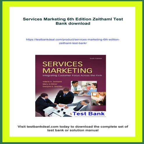 Services Marketing 6th Edition Zeithaml Test Bank | PDF