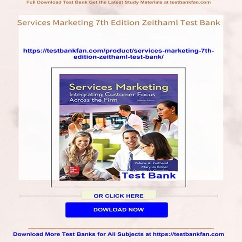 Download Study Resources for Services Marketing 7th Edition Zeithaml Test Bank